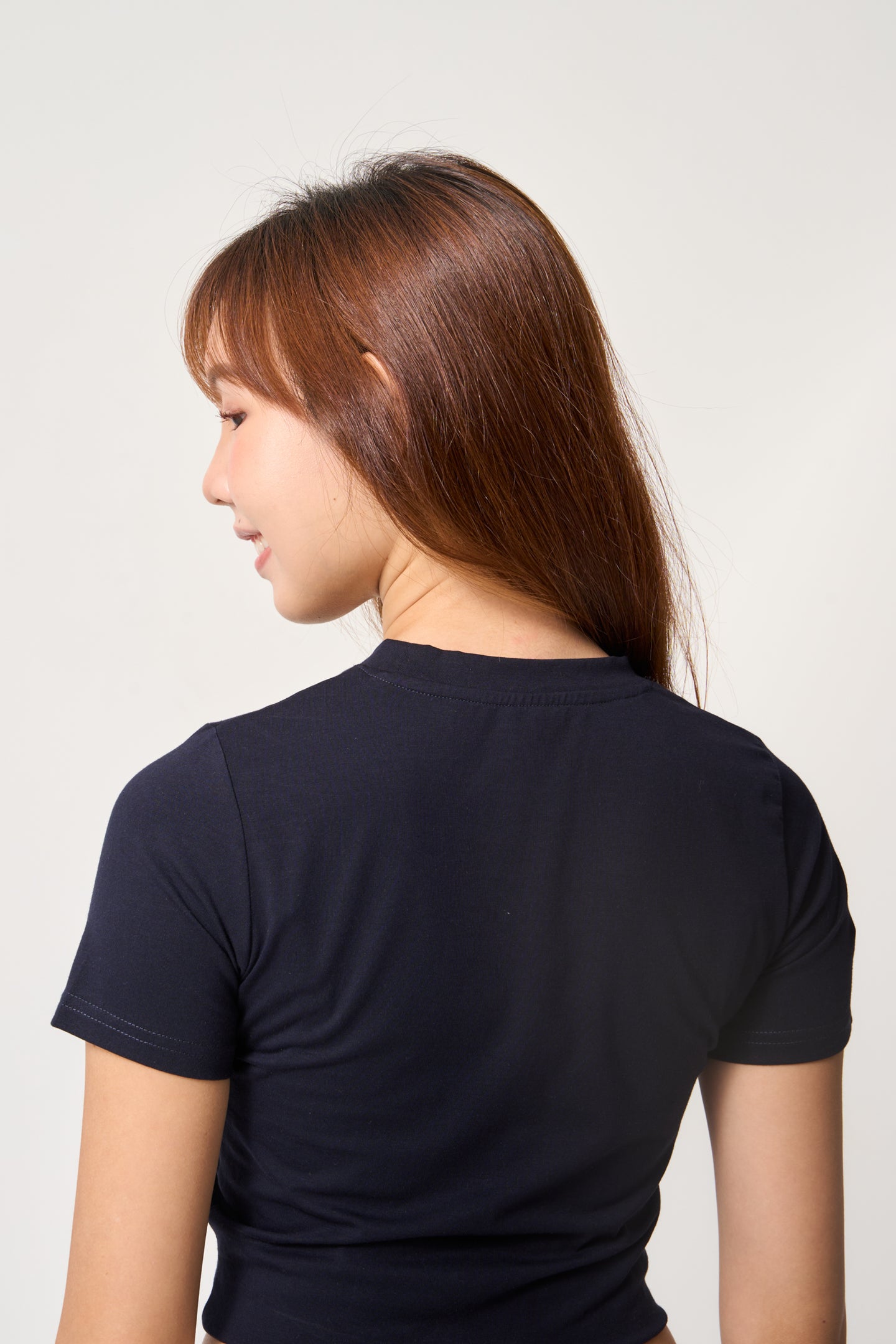 Simply . Women's Sleeve Embroidered Crop Top (Navy) - Simply